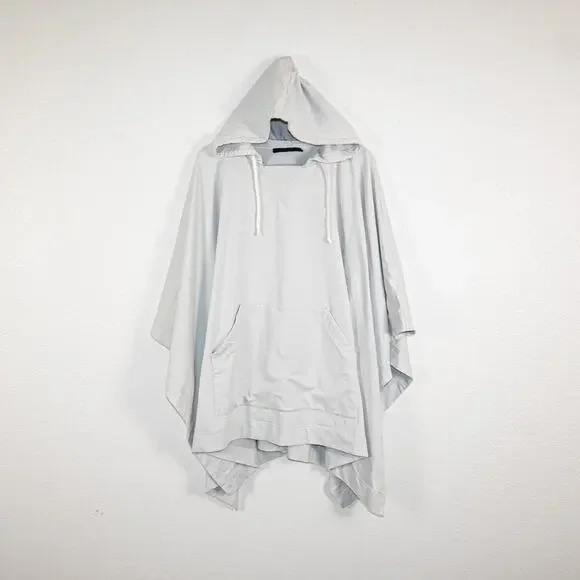 Jenni Kayne Light Gray Hoodie Poncho cape sweatshirt women's OS Kangaroo pocket - Picture 2 of 12